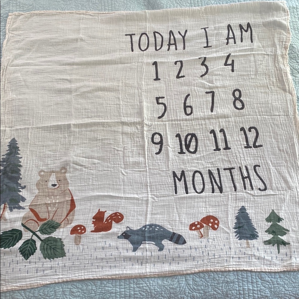 Gerber Milestone Blanket with Bear and Forest Design